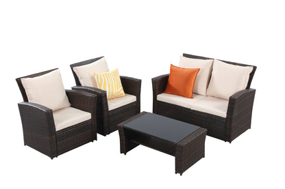 4-Pieces Outdoor Patio Seating Set (brown)