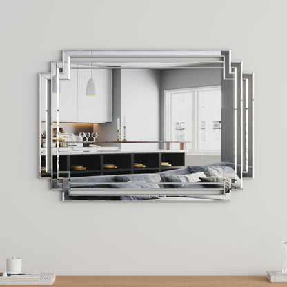 Large Wall-Mounted Silver Twisted Rectangular Wall Mirror