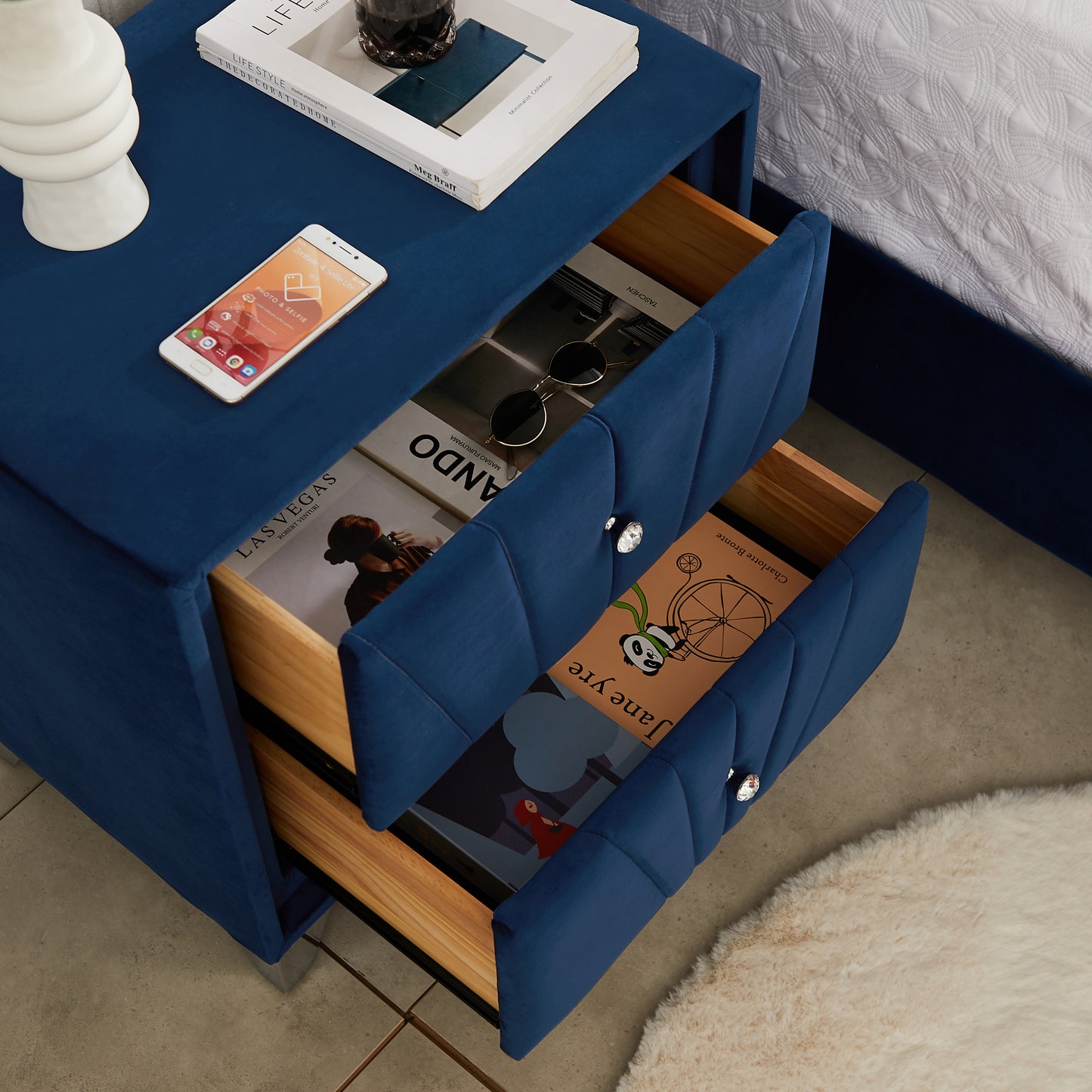 Sun Velvet Night Stand (blue)