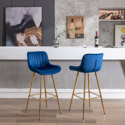 30" Set of 2 Bar Stools (blue/gold)