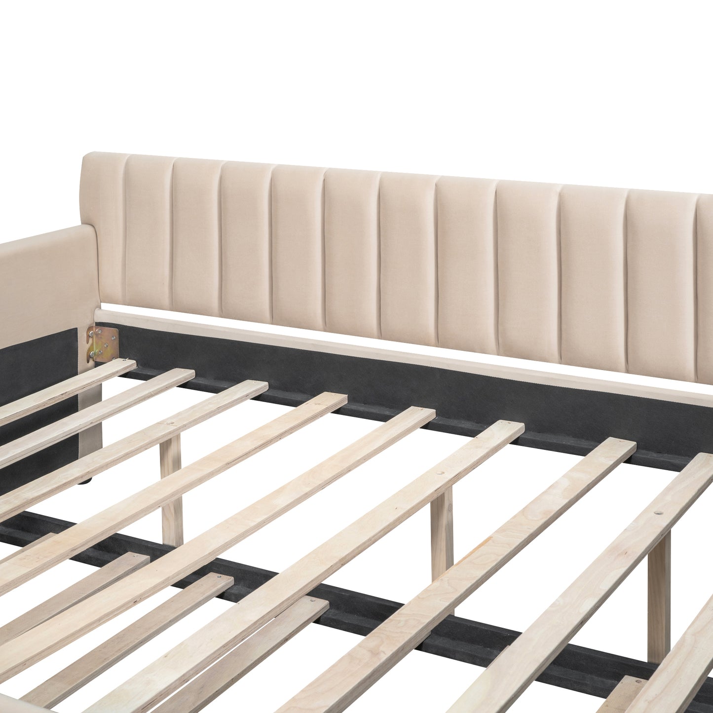 Vertical Lined Beige Daybed with Trundle (full)