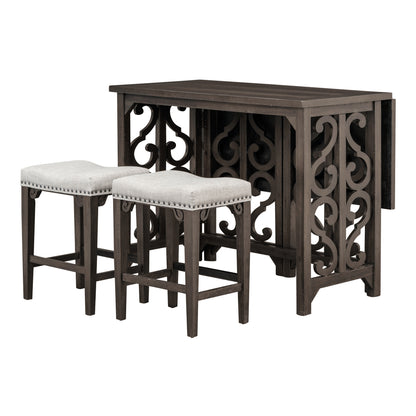 Averill Espresso 3 Piece Dining Table Set