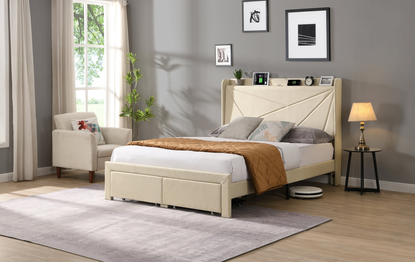 Noah Full Bed (beige)