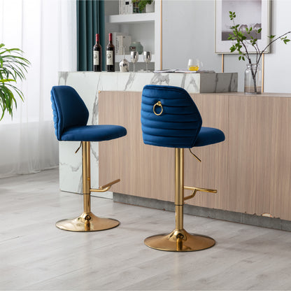 Rock Adjustable Bar Stool Set of 2 (blue/gold)