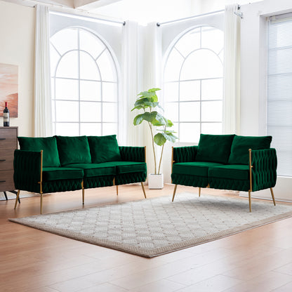 Denny Green Velvet 2 Piece Sofa and Love Seat