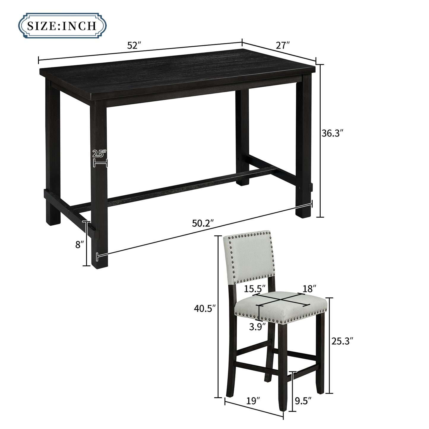 Sam 5-Piece Counter Height Dining Table