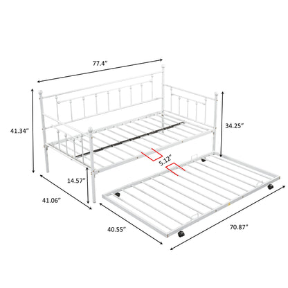 Vintage Gray Metal Daybed with Trundle (twin)