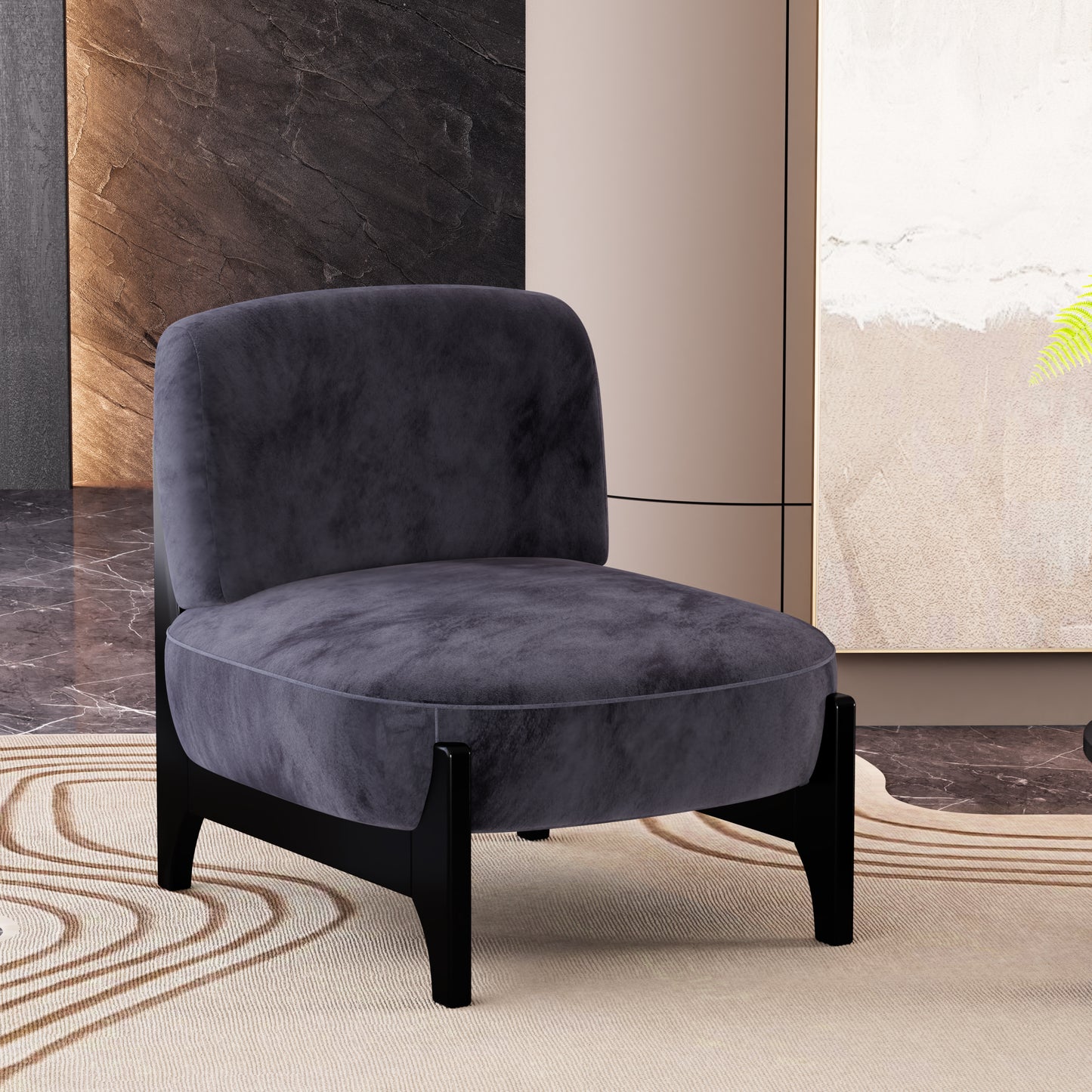 Izzy Black Upholstered Velvet Accent Chair