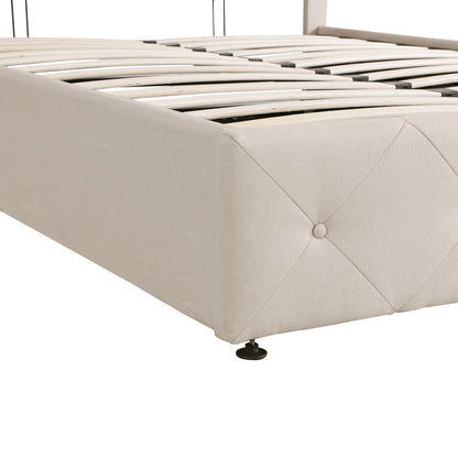 Buttoned Platform Full Bed (beige)