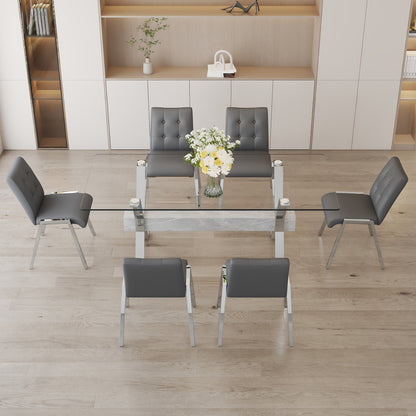 Nicolette 6-Piece Dining Table (gray chairs)