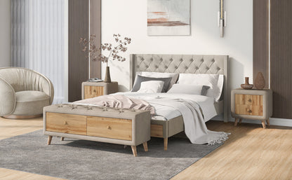 4-Piece Bedroom Set Queen Size Upholstered Platform Bed