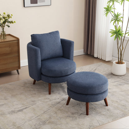 Benson Navy Accent Chair with Ottoman