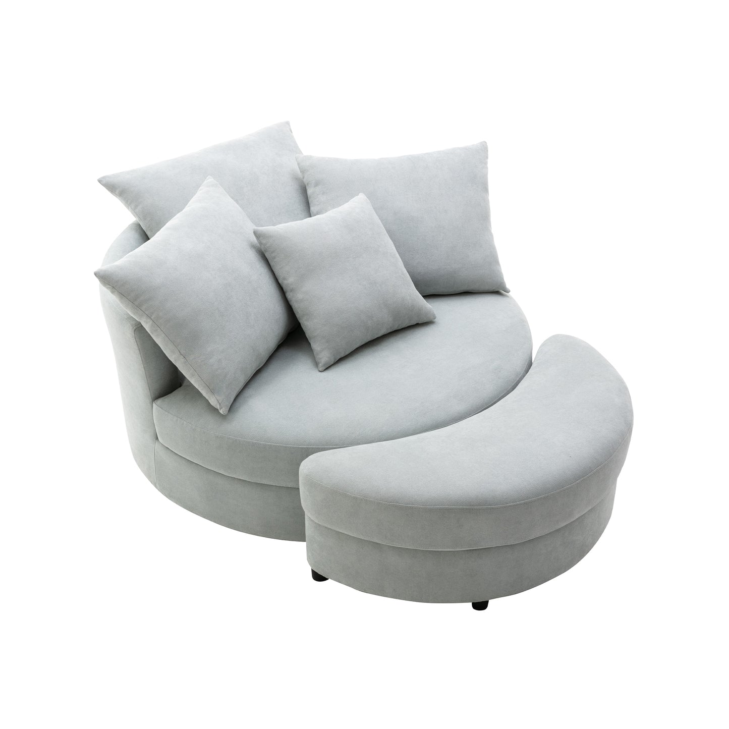 Moon Gray Swivel Accent Chair with Ottoman