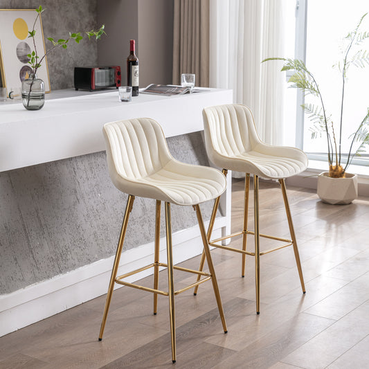 30" Set of 2 Bar Stools (cream/gold)