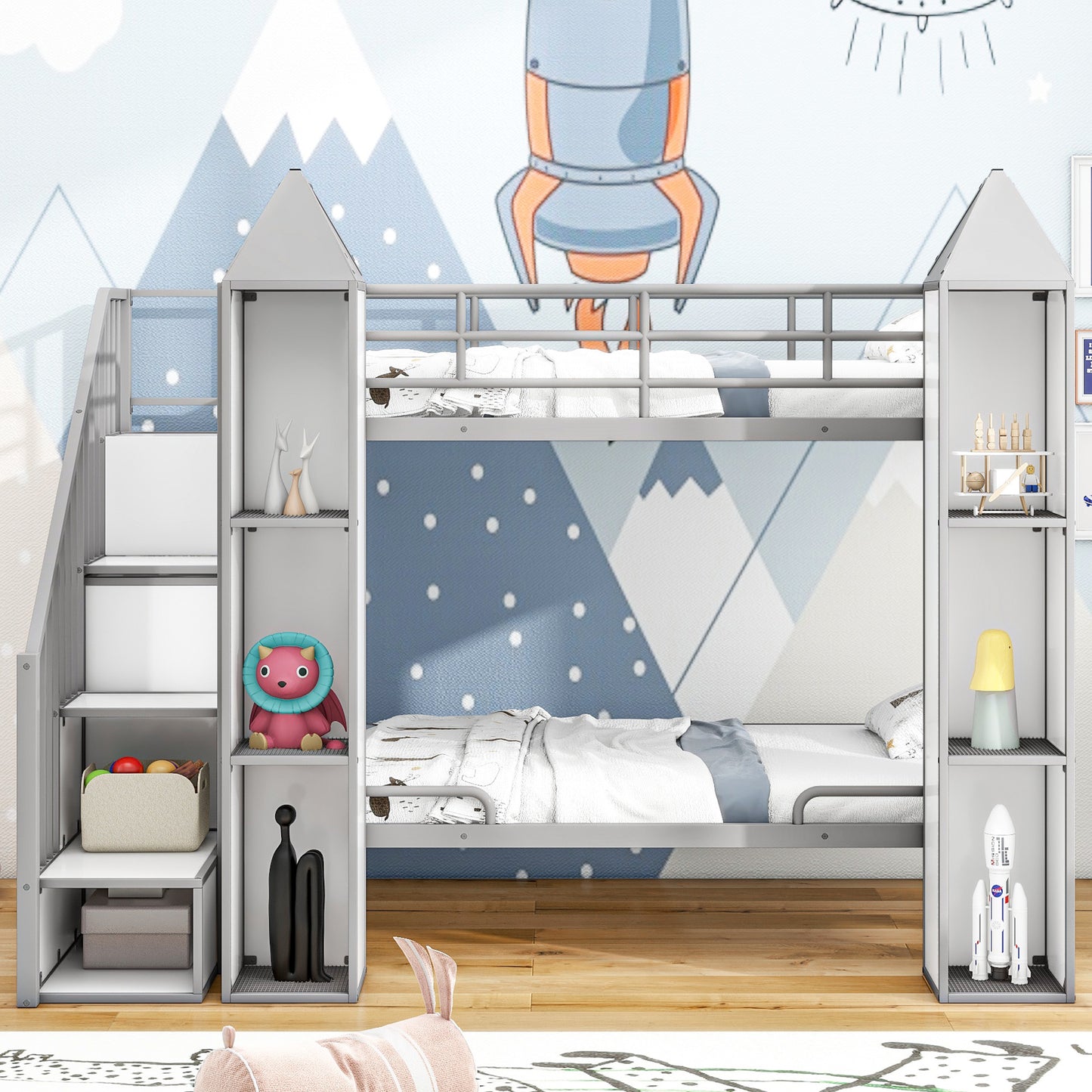 Castle Gray Twin over Twin Bunk Bed