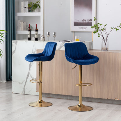 Wave Adjustable Bar Stools Set of 2 (navy)