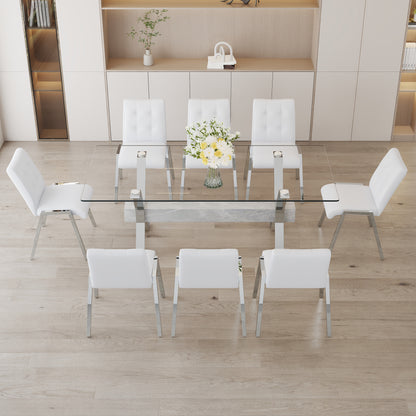 Nicolette 8-Piece Dining Table (white chairs)