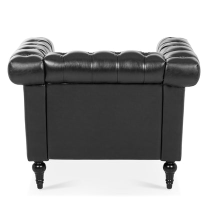 Classic Black Leather Accent Chair