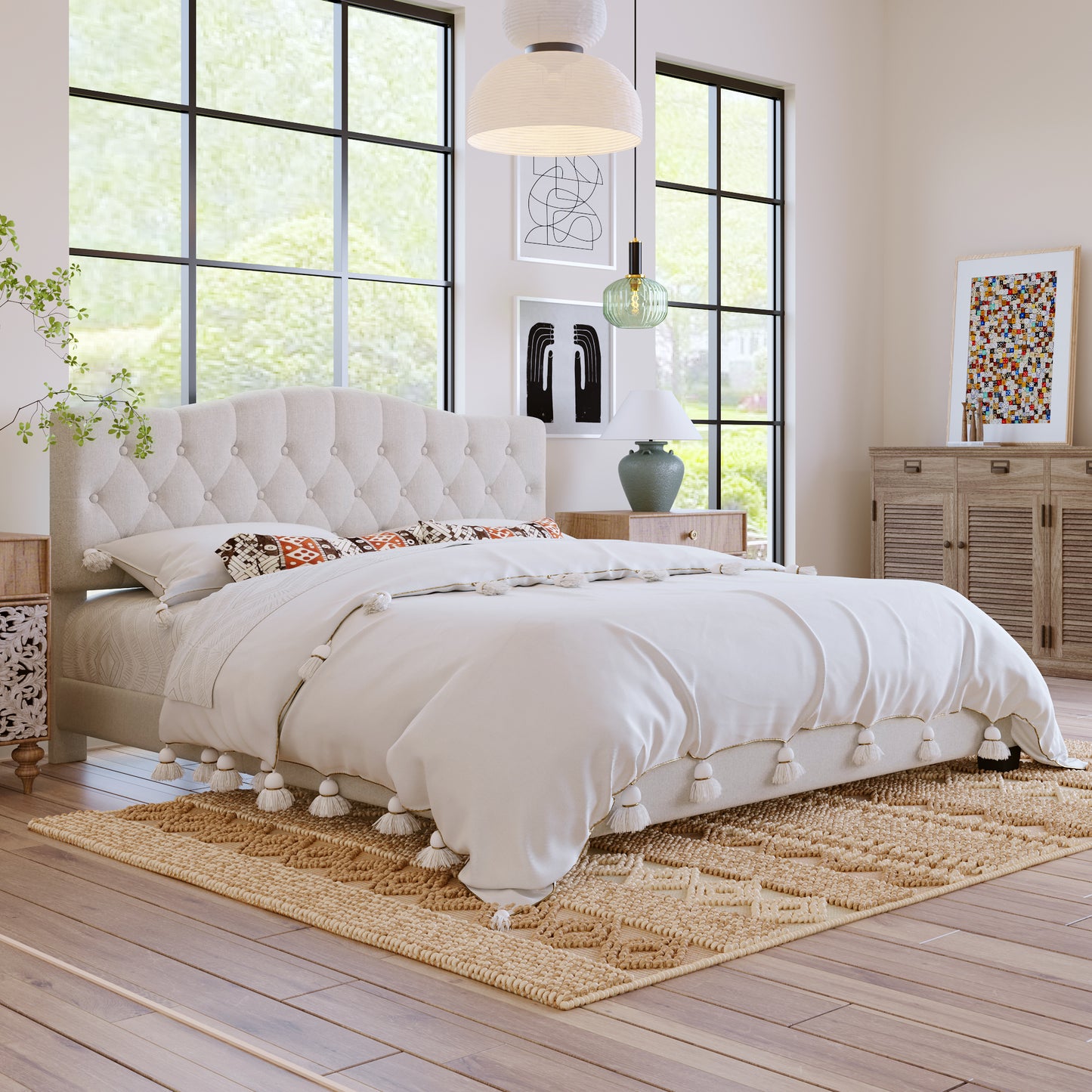 Mefo King Bed (beige)