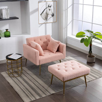 Nora Pink 36.61'' Wide Adjustable Accent Chair With Ottoman