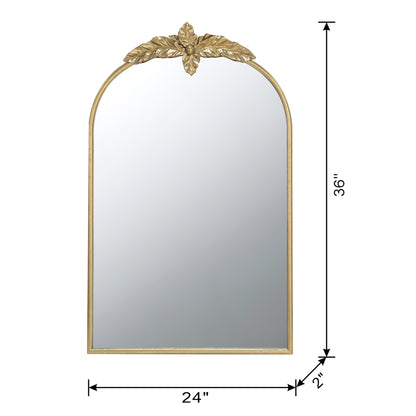 Arched Wall Mirror with Gold Metal Leaf Frame