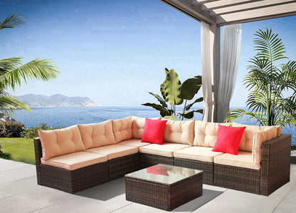 7 Piece Outdoor Sectional (brown)