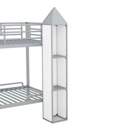 Castle Gray Twin over Twin Bunk Bed