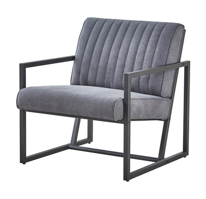 Lined Gray Accent Chair