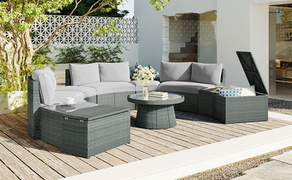 10-Piece Outdoor Sectional Half Round (light gray)