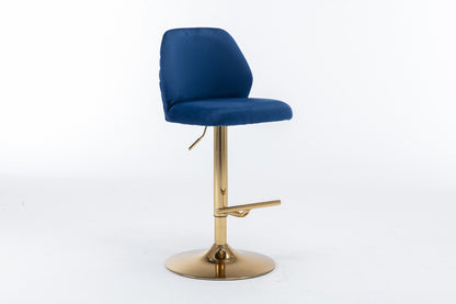 Rock Adjustable Bar Stool Set of 2 (blue/gold)