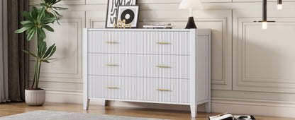 Stripe 6 Drawer Dresser (white)