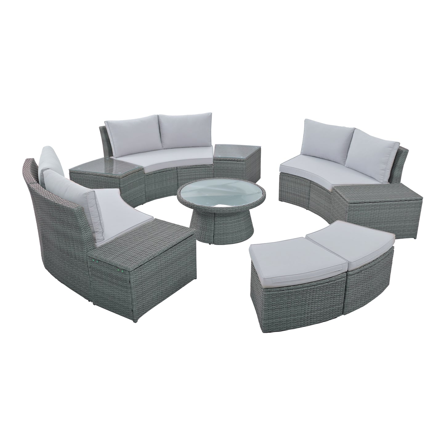 10-Piece Outdoor Sectional Half Round (light gray)