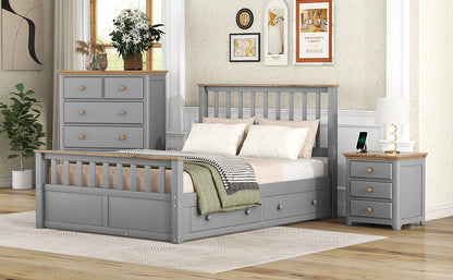 3 Piece Gray Bedroom Set Full Size Platform Bed