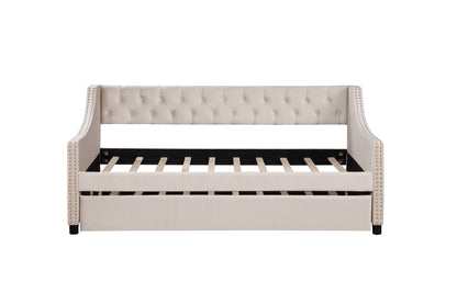 Button Beige Daybed with Trundle (twin/twin)