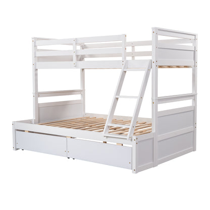 White Twin over Full Bunk Bed with Storage