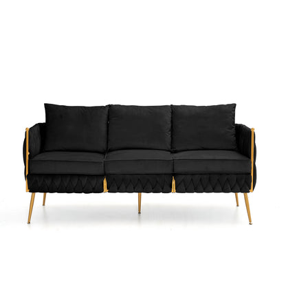 Denny Black Velvet 2 Piece Sofa and Love Seat