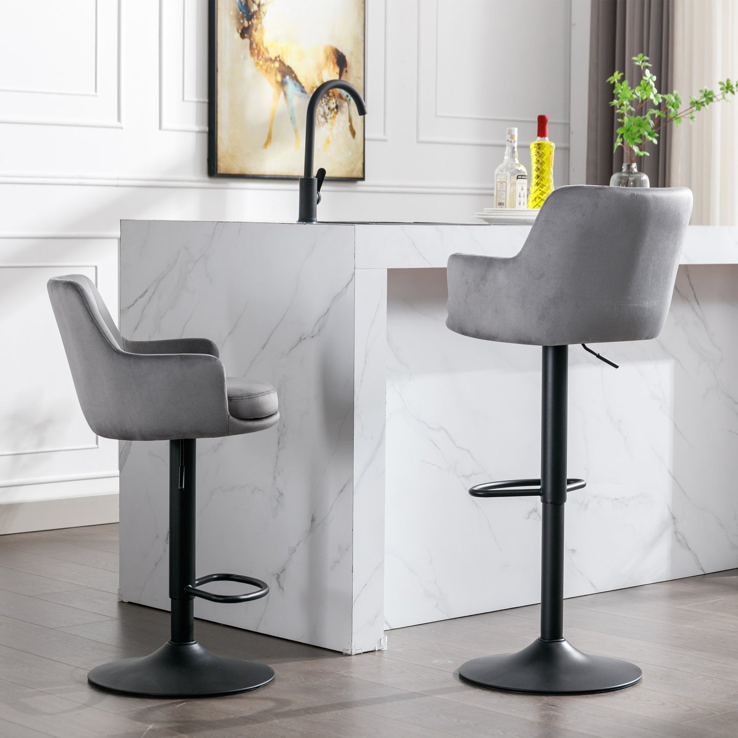 Grace Adjustable Bar Stools Set of 2 (gray/black)