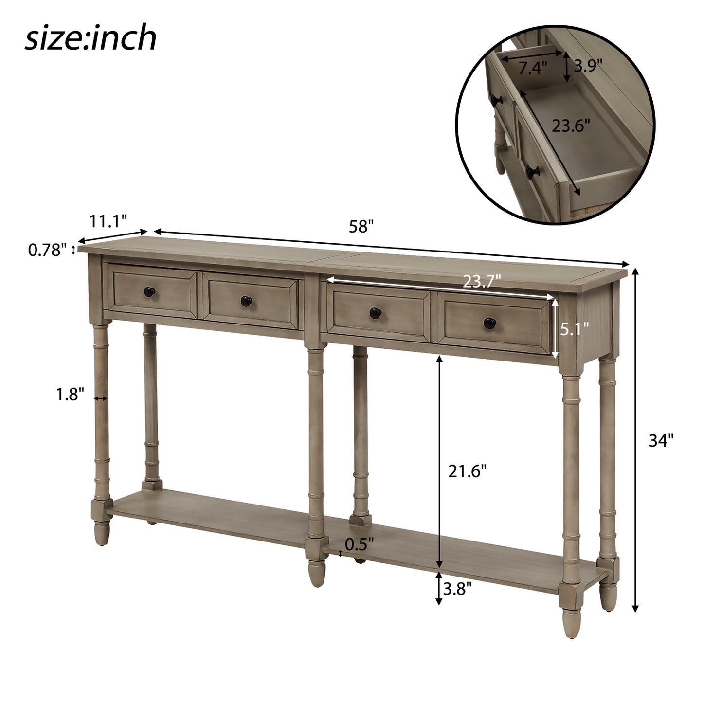 Odilia Console Table (gray wash)