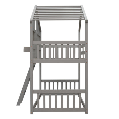 Club House Gray Twin over Twin Bunk Bed