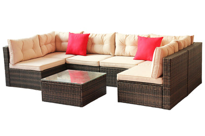 7 Piece Outdoor Sectional (brown)