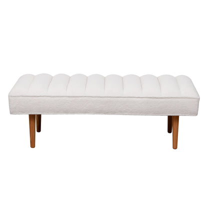 Channel Tufted Bench White Sherpa