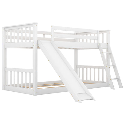 Floor Level White Twin over Twin Bunk Bed