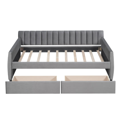 Vertical Lined Gray Daybed with Drawers (twin)