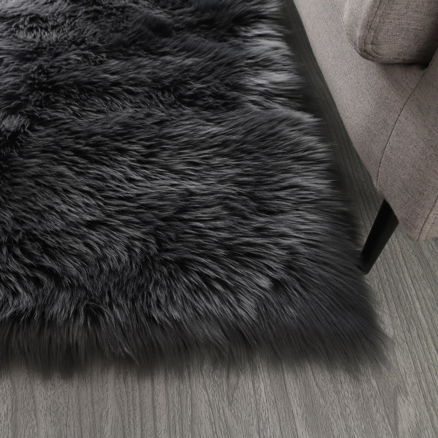 Ultra Soft Fluffy Faux Fur Area Rug 7X5 (gray)