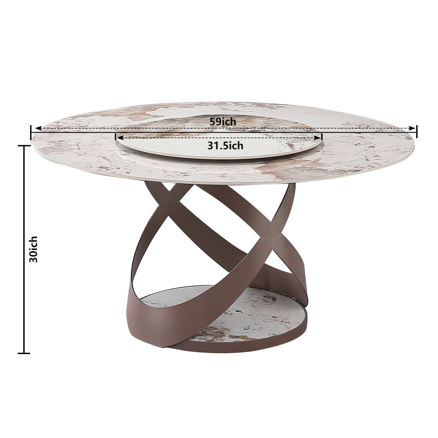 59" Modern Sintered Stone Dining Table