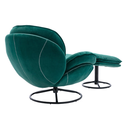 Marsh Green Accent Chair with Ottoman