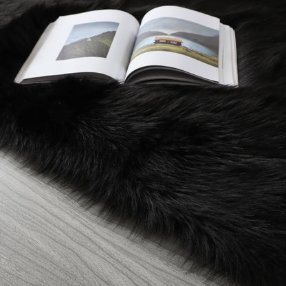 Ultra Soft Fluffy Faux Fur Area Rug 7X5 (black)
