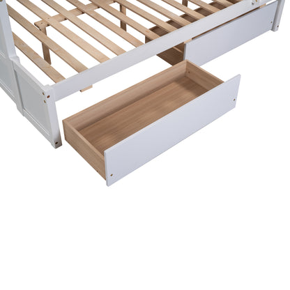 White Twin over Full Bunk Bed with Storage