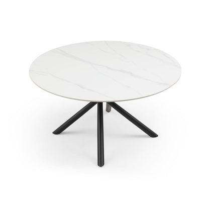 53.15" Modern Round Dining Table White Sintered Stone