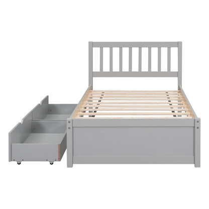 Sophie Gray Twin Platform Bed with 2 Drawers